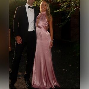 Lovers And Friends Bridgette Gown Pink Maxi Dress Satin Revolve Sz S NWT $358